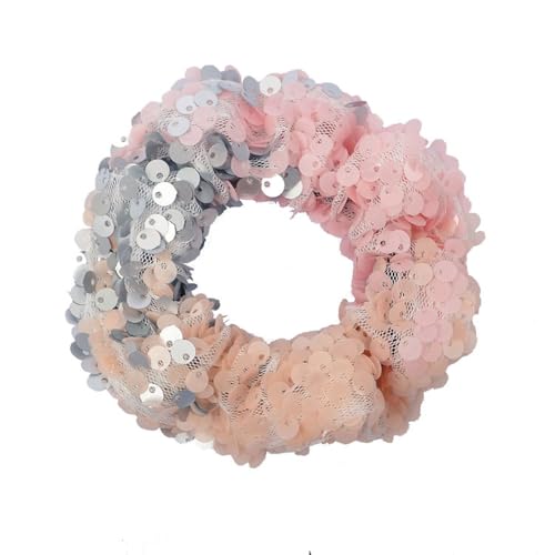 Rockreyoa Glitzer Haargummi Pailletten Bunt Meerjungfrau Pailletten Haargummi Funkelnde Hair Scrunchies Glitzer Pferdeschwanzhalter Elastische Zopfgummi Haarschmuck Haarbänder für Mädchen Rosa#1 von Rockreyoa