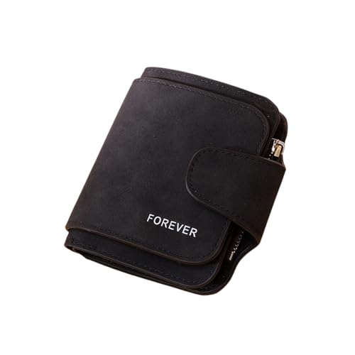 Rockreyoa Große Damen Geldbörse Lang Portemonnaie Frauen Groß Geldbeutel Leder Clutch Viel Kartenfächer Wallet Viele Fächer mit 14 Kartenfächer Geldbeutel aus Leder Coin Purse Wallet Kurz Schwarz von Rockreyoa