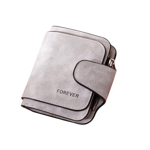 Rockreyoa Große Damen Geldbörse Lang Portemonnaie Frauen Groß Geldbeutel Leder Clutch Viel Kartenfächer Wallet Viele Fächer mit 14 Kartenfächer Geldbeutel aus Leder Coin Purse Wallet Kurz Grau von Rockreyoa