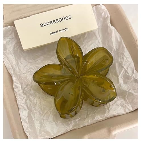 Rockreyoa Hawaiianische Plumeria-Blumenkrallenklammern 2 Stück Leoparden Plumeria Blumen Haarspangen Blumen-Haarschmuck für Damen Hawaiian Claw Clip Rutschfeste Haarklammer,Starker Halt Fruchtgrün von Rockreyoa