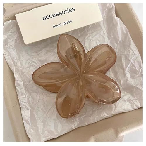 Rockreyoa Hawaiianische Plumeria-Blumenkrallenklammern 2 Stück Leoparden Plumeria Blumen Haarspangen Blumen-Haarschmuck für Damen Hawaiian Claw Clip Rutschfeste Haarklammer,Starker Halt Hellbraun von Rockreyoa