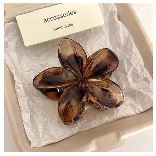 Rockreyoa Hawaiianische Plumeria-Blumenkrallenklammern 2 Stück Leoparden Plumeria Blumen Haarspangen Blumen-Haarschmuck für Damen Hawaiian Claw Clip Rutschfeste Haarklammer Leopardenmuster von Rockreyoa