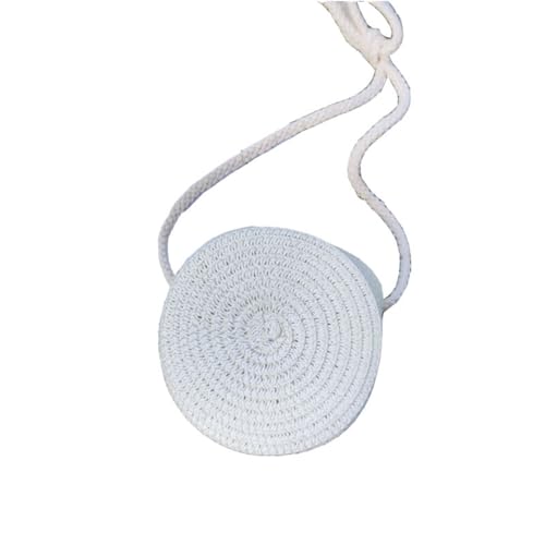 Rockreyoa Kleine Stroh Umhängetasche Kinder Schultertaschen Niedlich Strohtasche Floral Strandtasche Boho Crossbody Taschen mit Langem Gurt für Mädchen Frauen Freizeit Reisen Urlaub Weiß von Rockreyoa