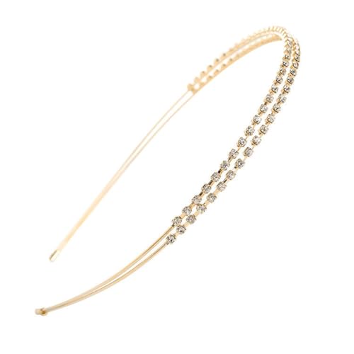 Rockreyoa Strass Haarband Modische Haarreife Gold Kopfschmuck Braut Damen Stirnband Haarschmuck Doppellagige Strass Haarreifen Haarschmuck Hochzeit Brautstirnband für Tanzparty Gold#1 von Rockreyoa