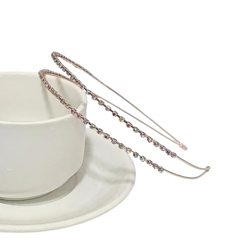 Rockreyoa Strass Haarband Modische Haarreife Gold Kopfschmuck Braut Damen Stirnband Haarschmuck Doppellagige Strass Haarreifen Haarschmuck Hochzeit Brautstirnband für Tanzparty Roségold#2 von Rockreyoa