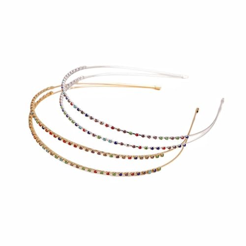 Rockreyoa Strass Haarband Modische Haarreife Gold Kopfschmuck Braut Damen Stirnband Haarschmuck Doppellagige Strass Haarreifen Haarschmuck Hochzeit Brautstirnband für Tanzparty Set(2 Stück） von Rockreyoa