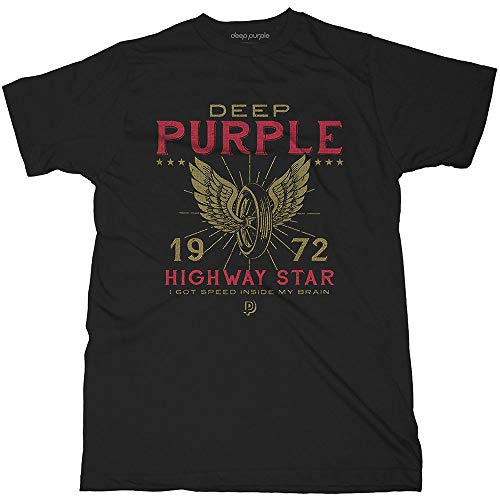 Black Deep Purple Highway Star offiziell Männer T-Shirt Herren (Large) von Rock Off