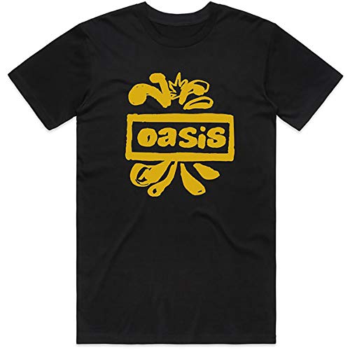 Black Oasis Liam and Noel Gallagher Gold Logo offiziell Männer T-Shirt Herren (Medium) von Rocks-off