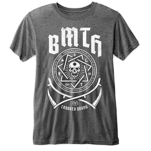 Bring Me The Horizon Herren T-Shirt Crooked Young Burnout grau von Rocks-off