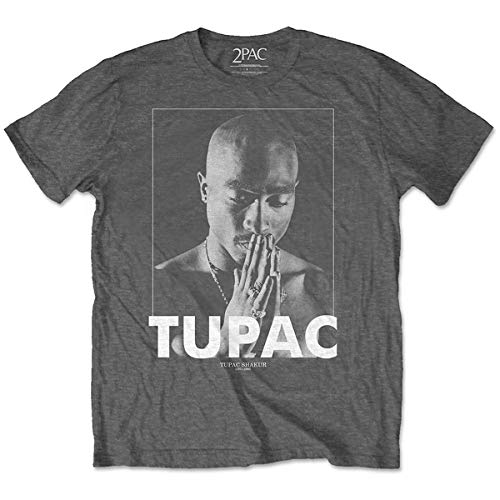 Grey Tupac Shakur 2Pac Rap offiziell Männer T-Shirt Herren (Medium) von Rocks-off