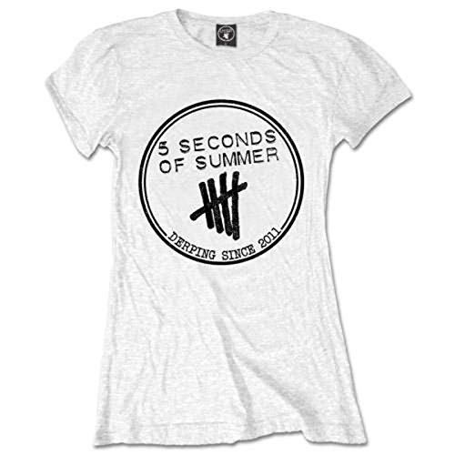 Ladies 5 Seconds of Summer 5SOS Derp Stamp offiziell Frauen T-Shirt Damen (X-Large) von Rocks-off