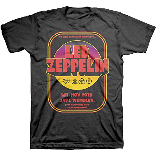 Led Zeppelin 1971 Wembley offiziell Männer T-Shirt Herren (Medium) von Rocks-off