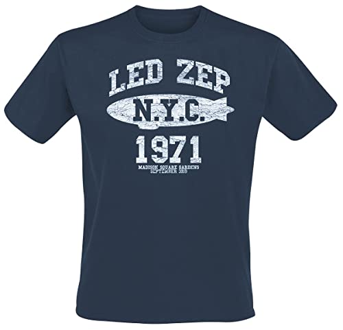 Led Zeppelin NYC 1971 Navy offiziell Männer T-Shirt Herren (Small) von Rock Off