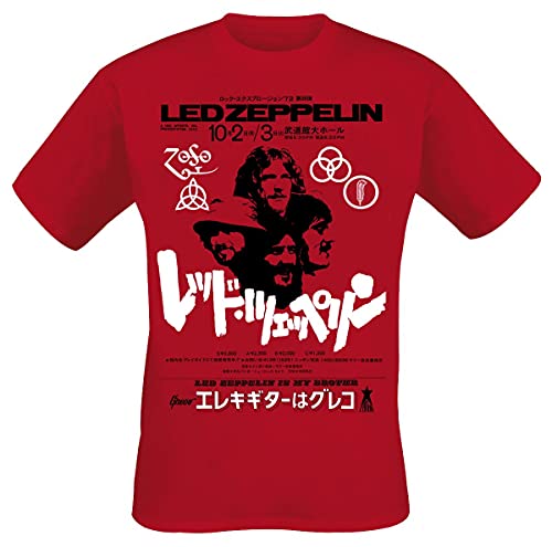 Led Zeppelin is My Brother Männer T-Shirt rot XL 100% Baumwolle Band-Merch, Bands von Led Zeppelin