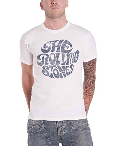 Männer The Rolling Stones Klassiker 70er Logo-Weiß-T-Shirt: Große von Rolling Stones