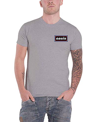 Oasis T Shirt Lines Band Logo Nue offiziell Herren Grau XL von Oasis