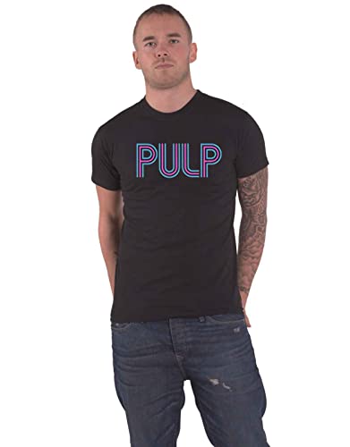 Pulp T Shirt Intro Band Logo Nue offiziell Herren Schwarz L von Rock Off officially licensed products