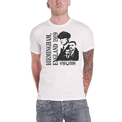 Peaky Blinders T Shirt Birmingham England 1919 Nue offiziell Herren Weiß L von Rocks-off