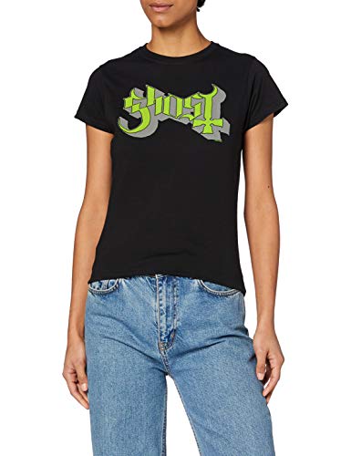 Rock Off Damen Slim Fit T-Shirt Ghost Green Grey Keyline Logo, Schwarz, 38 von Rocks-off