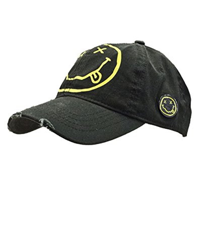 Rock Off Nirvana Herren Smiley Baseball Cap Schwarz, Schwarz, One Size von Rock Off