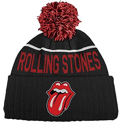 Rocks-off - Classic Rolling Stones Logo Mütze für Erwachsene Männer, Schwarz, Winter, Wollmischung, Elastisch, Wasser abweisend, Unisex, Herren, Männer, Musik, Classic-Fans von Rocks-off