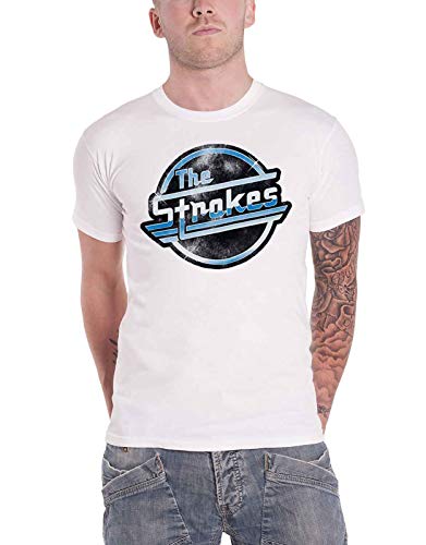 The Strokes T Shirt Distressed Magna Band Logo Nue offiziell Herren Weiß L von Rocks-off