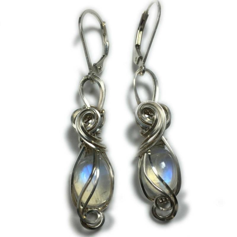 Mondstein Ohrringe 925 Sterling Silber - Regenbogen Für Frauen Oder Männer Schmuck, Elegante Geschenkbox 8S2-7 Zp von Rocks2Rings