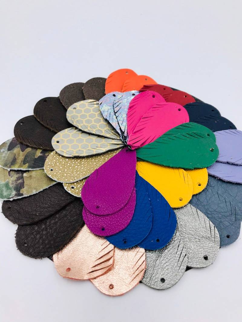 Leder Ohrringe-Leder Fransen Blatt Ohrringe-2.5-3"Vorgeschnittene Ohrringe-Diy Bastelbedarf 12 Paar von Rocksolid3