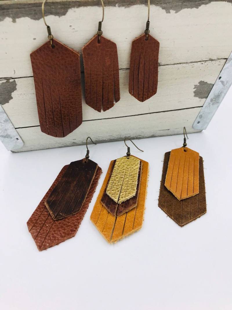 Leder Ohrringe-Leder Fransen Ohrringe-1.5-3"Vorgeschnittene Ohrringe-Diy Bastelzubehör von Rocksolid3