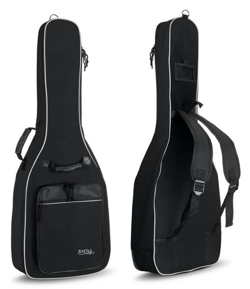 Rocktile Gitarrentasche Klassik-Gitarrentasche 4/4-Größe (Gigbag mit weicher Polsterung, inkl. 2 Fronttaschen für Noten/Zubehör), Ergonomisch geformter Komfort-Griff von Rocktile