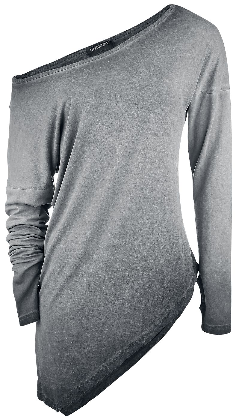 Rockupy Asymetric Longsleeve Langarmshirt grau in XXL von Rockupy