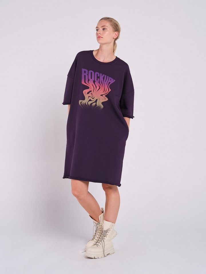 Rockupy Shirtkleid Damen in Purpur mit ausgefallenem Druck von Rockupy