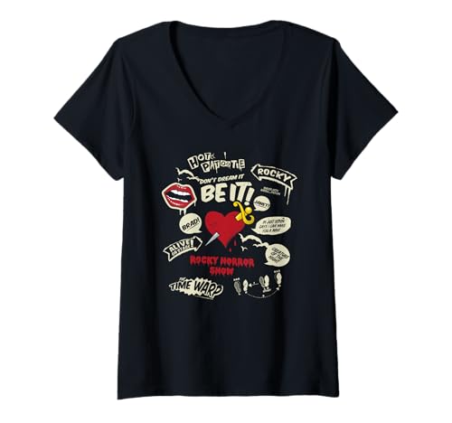 Damen Ikonen und Zitate der Rocky Horror Show T-Shirt mit V-Ausschnitt Damen Ikonen und Zitate der Rocky Horror Show T-Shirt mit V-Ausschnitt von Rocky Horror Show