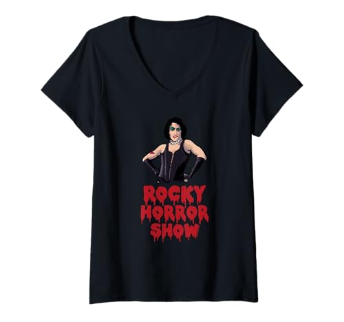 Damen Rocky Horror Show Dr. Frank N Furter Logo Pose T-Shirt mit V-Ausschnitt Damen Rocky Horror Show Dr. Frank N Furter Logo Pose T-Shirt mit V-Ausschnitt von Rocky Horror Show