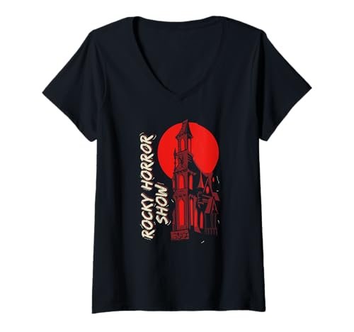 Damen Schloss-Silhouette der Rocky Horror Show T-Shirt mit V-Ausschnitt von Rocky Horror Show
