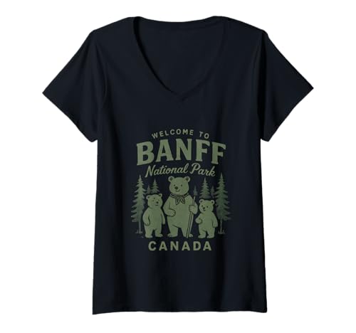 Damen Banff National Park Shirt - Explore Canada Outdoors T-Shirt mit V-Ausschnitt Damen Banff National Park Shirt - Explore Canada Outdoors T-Shirt mit V-Ausschnitt von Rocky Mountains Banff Bears Vintage Canadian Tees