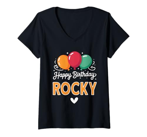Damen Alles Gute zum Geburtstag Spruch Rocky T-Shirt mit V-Ausschnitt Damen Alles Gute zum Geburtstag Spruch Rocky T-Shirt mit V-Ausschnitt von Rocky Name Spruch für Geburtstag