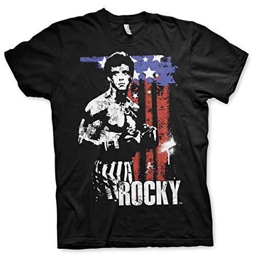 Rocky Offizielles Lizenzprodukt American Flag Herren T-Shirt (Schwarz), X-Large von Rocky