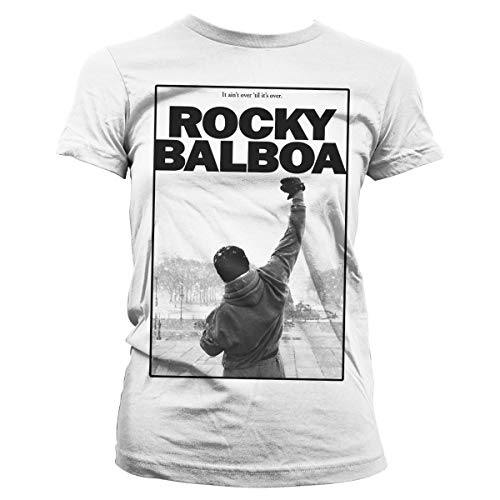 Rocky Offizielles Lizenzprodukt Balboa - It Ain't Over Damen T-Shirt (Weiß), Small von Rocky