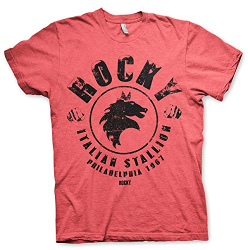Rocky Offizielles Lizenzprodukt Italian Stallion Herren T-Shirt (Rot-Heather), Large von Rocky