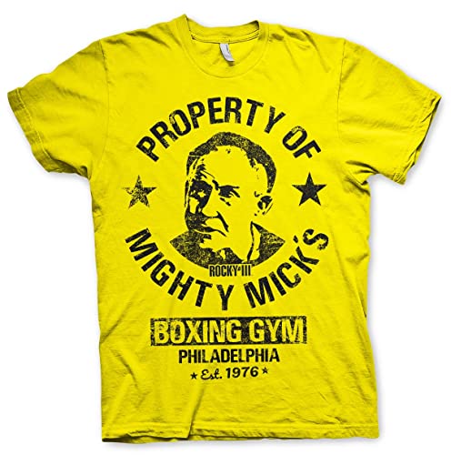 Rocky Offizielles Lizenzprodukt Mighty Mick's Gym Herren T-Shirt (Gelb), Large von Rocky