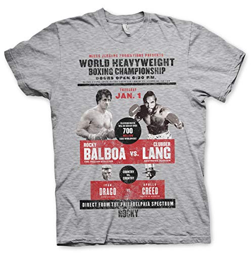 Rocky Offizielles Lizenzprodukt World Heavyweight Poster Herren T-Shirt (Heather Gray), XX-Large von Rocky