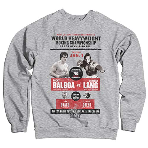 Rocky Offizielles Lizenzprodukt World Heavyweight Poster Sweatshirt (Heather Gray) Small von Rocky