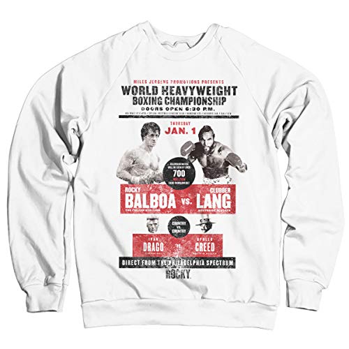 Rocky Offizielles Lizenzprodukt World Heavyweight Poster Sweatshirt (Weiß) Large von Rocky