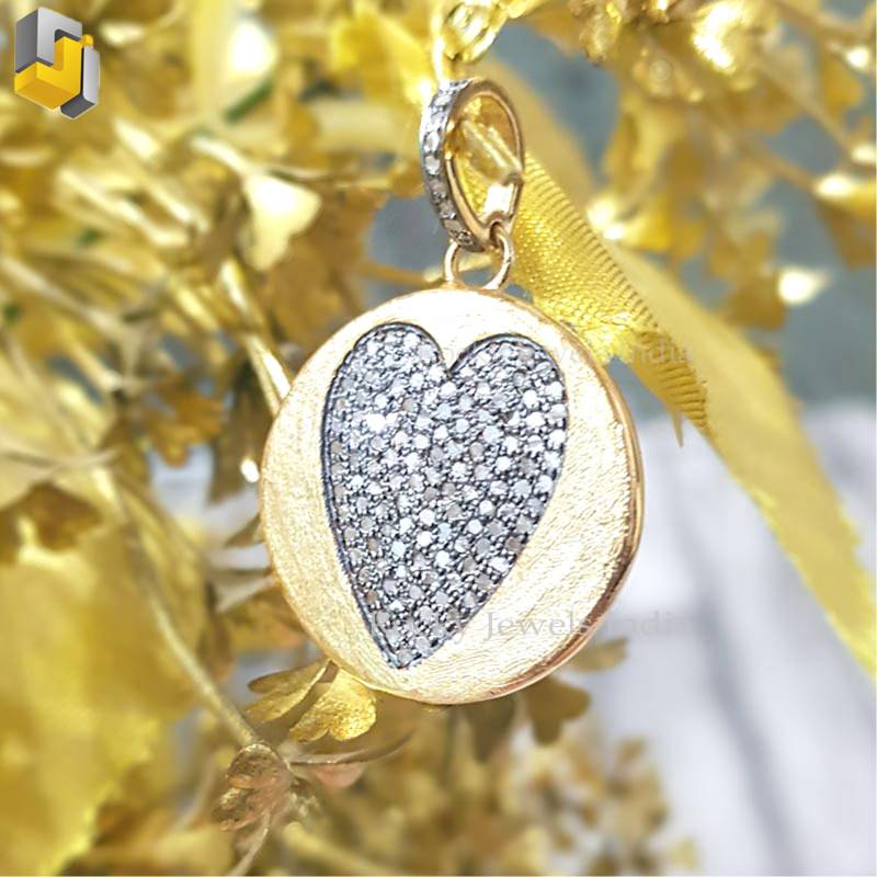 One Of A Kind Geschenk Herzform Liebe Design Pure Natural 925 Sterling Silber Schwarz Diamant Gold Anhänger Schmuck Neujahr Verkauf von RockyJewelsIndia