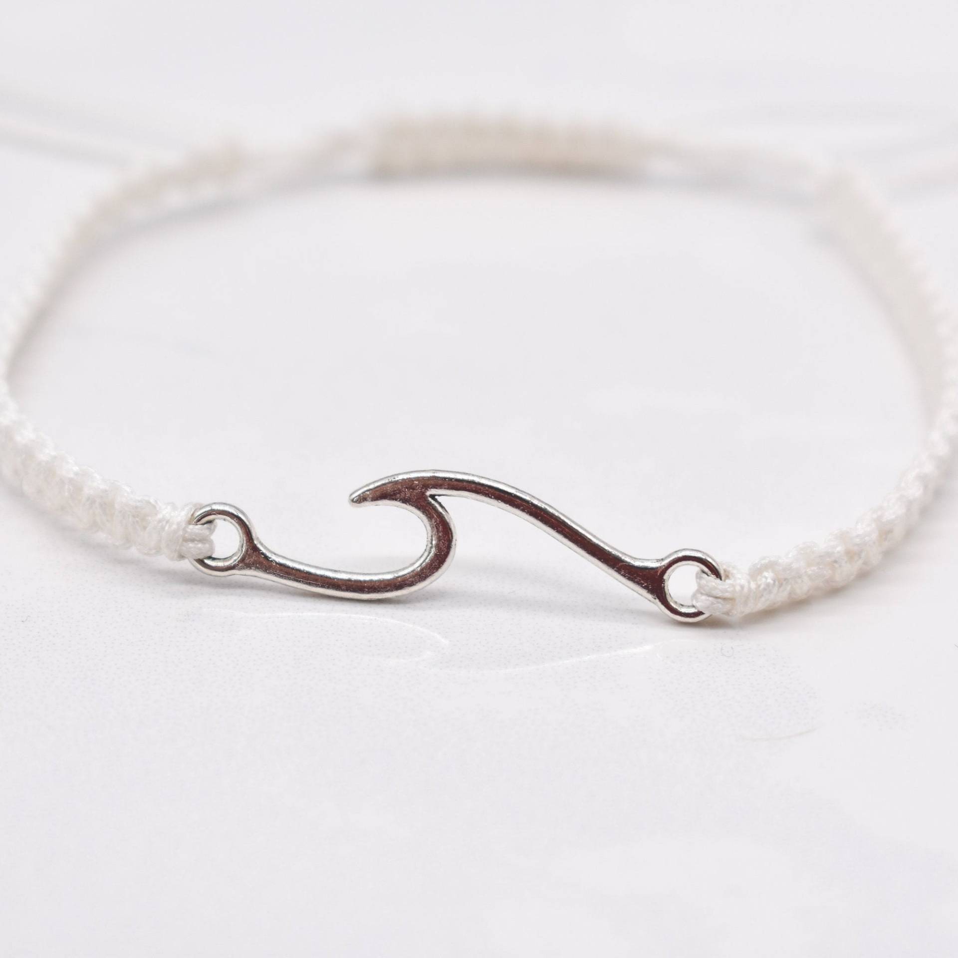 Meereswelle Armband, Strand Welle Schnur Schmuck, Makramee Fußkette, Verstellbare Armband von RockyShoreJewelry