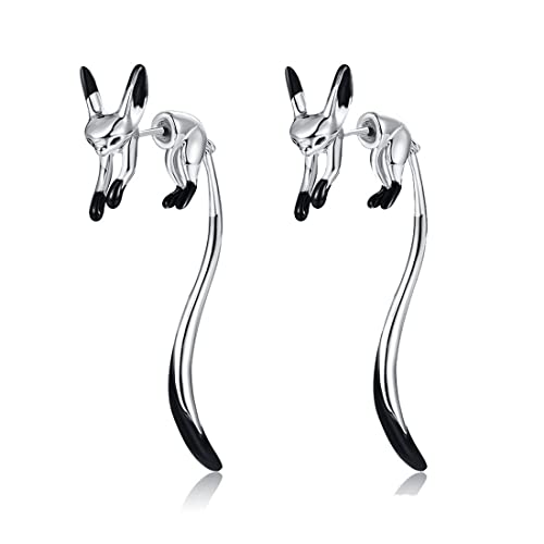 Rockyu Damen Fuchs Tier Motiv Spiegel Behandlung Fuchs Waschbär Ohrringe Stilvoll Edelstahl Hypoallergen Alle Samen Jubiläum Mode Accessoire, Edelstahl, Kein Edelstein von Rockyu