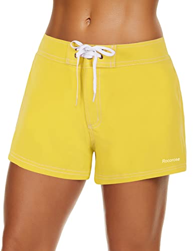 Rocorose Damen Boardshorts Wassersport Quick Dry mit Gesäßtasche - Gelb - 38-40 von Rocorose