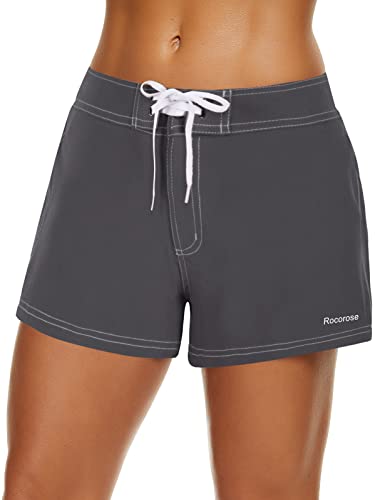 Rocorose Damen Boardshorts Wassersport Quick Dry mit Gesäßtasche - Grau - 38-40 von Rocorose