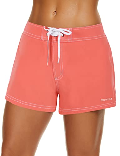 Rocorose Damen Boardshorts Wassersport Quick Dry mit Gesäßtasche - Orange - 52/54 DE von Rocorose